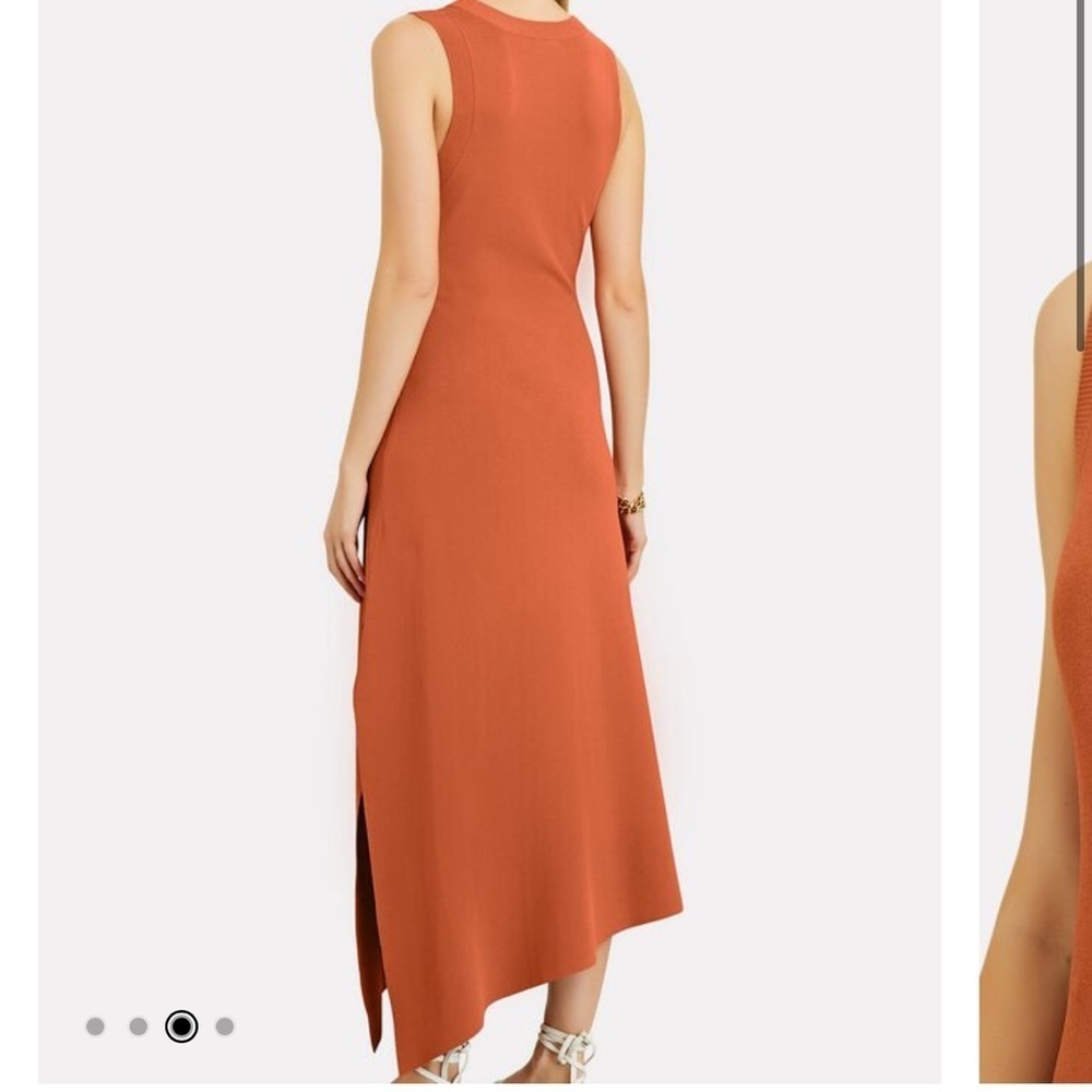 A.L.C. Cherrie Asymmetric Knit Orange Midi Dress Size XS - Picture 2 of 7